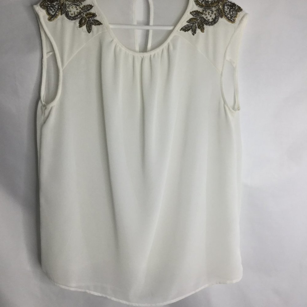 Zara Trafaluc Top Shirt Embroider Beads Womens L